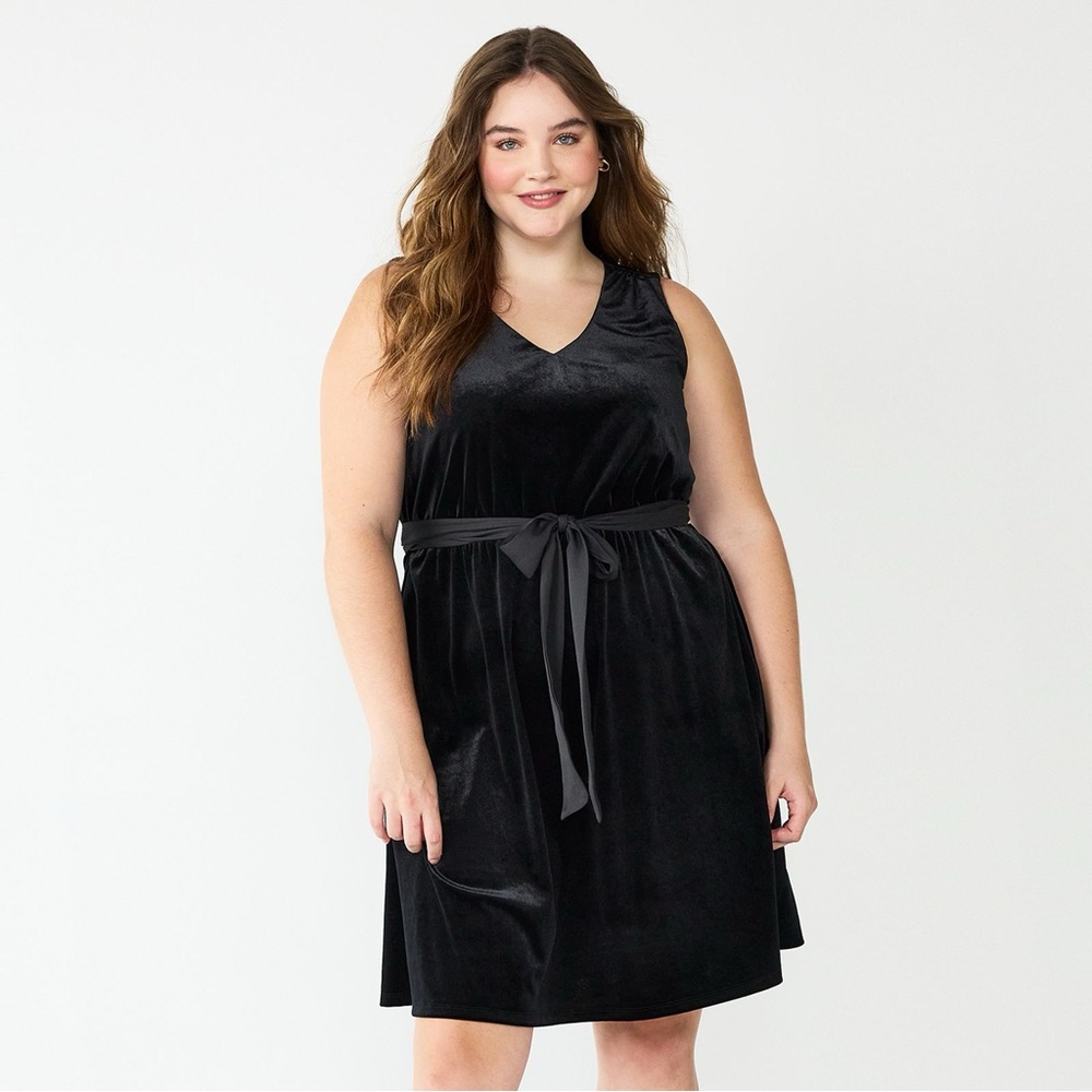 NWT Draper James Classic Black Stretch Velvet Dress with Bow Special Occasion